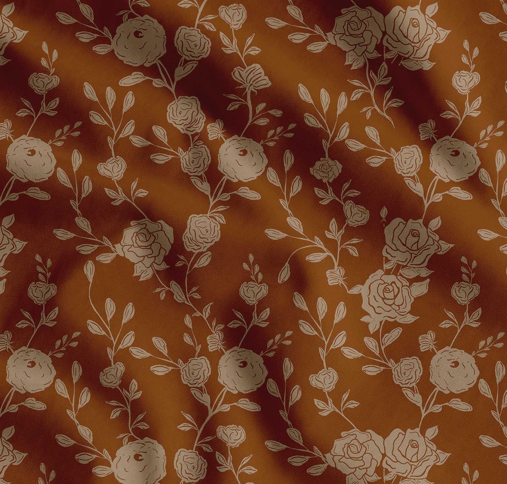 Soimoi Cotton Cambric Fabric - Floral Print - Brown - 56" Wide, Soft Lightweight Fabric by 10 Metre for Kurtas, Dresses, Baby Clothes, Linings, Quilting & Embroidery Base