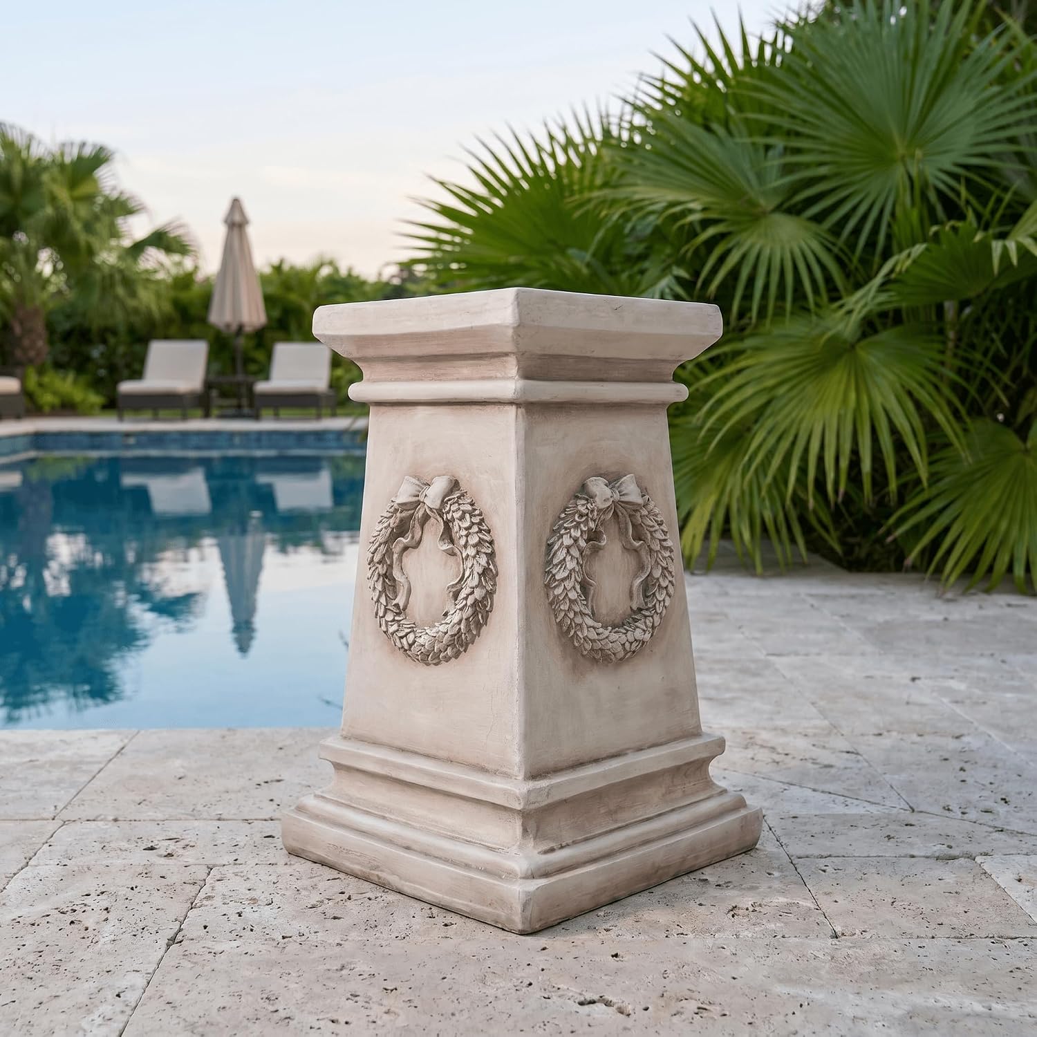 OUTOUR Roman Column Pedestal Stand Column Plant Stand Column Pillar Statue Antique Garden Pillar Sculpture Display Base for Courtyard Porch Balcony & Garden Decor