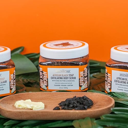 Miniatura 6 de African Black Soap Exfoliating Body Scrub, 21 oz, exfoliante ultra hidratante y exfoliante para nutrir el cuidado corporal esencial