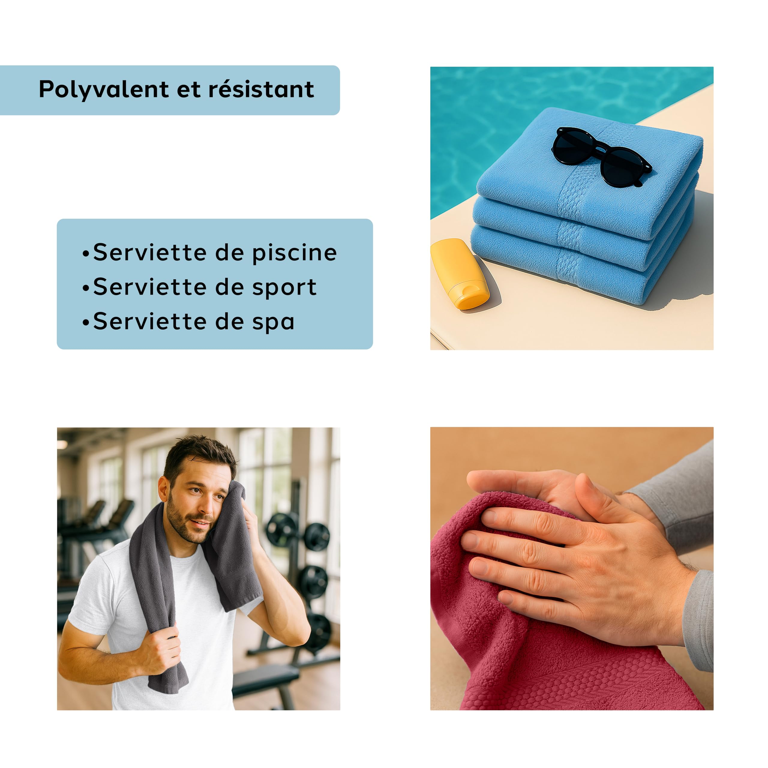 Caleffi Lot de 3 Serviettes invités, 40 x 60 cm, Bidet et Bain, 100% Coton