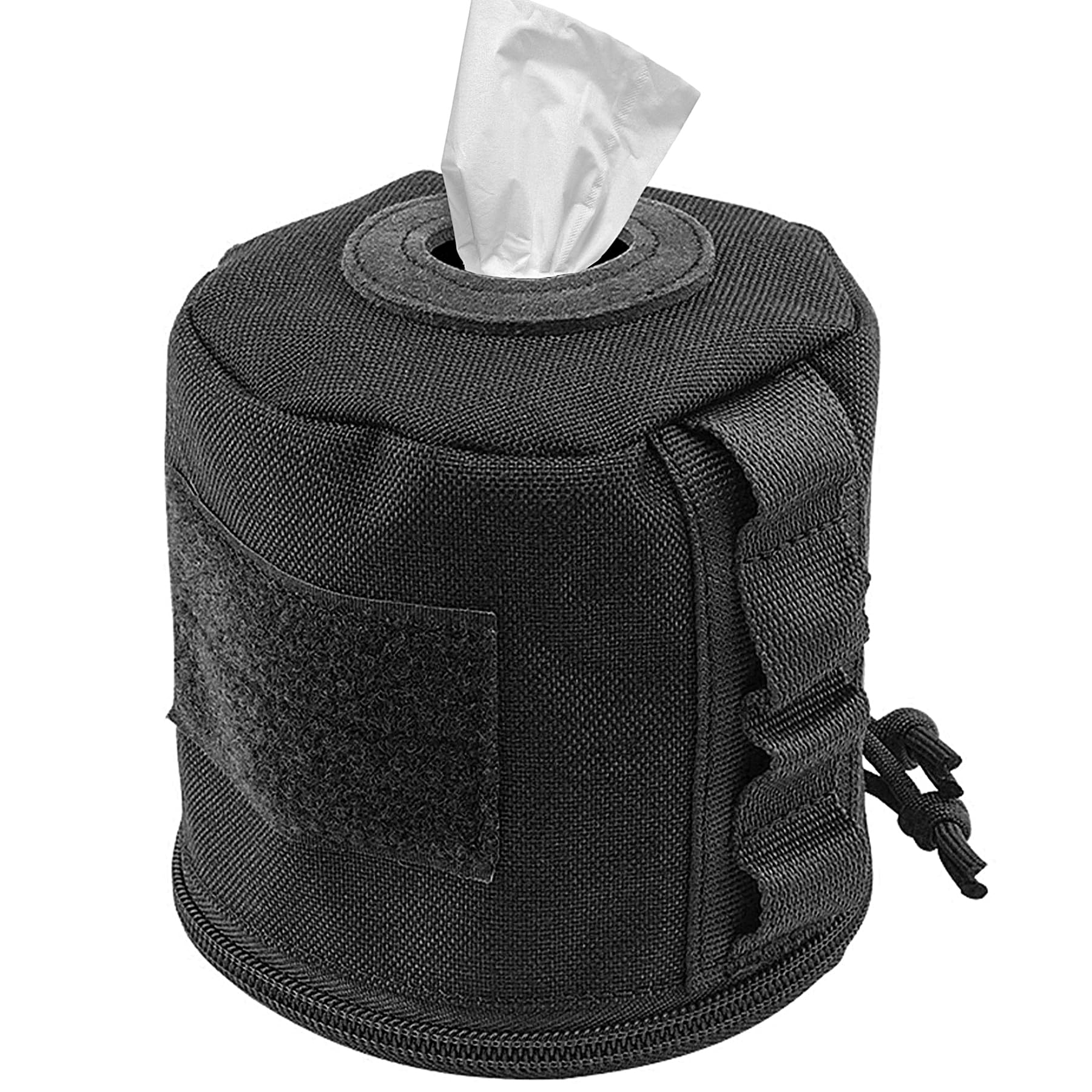 Tactical Toilet Paper Holder Roll Paper Storage Bag Waterproof Camping Tissue Box Portable & Foldable Paper Towel Holder for Camping Hiking Picnic Outdoor Tent Travel (Black, Super Mega)