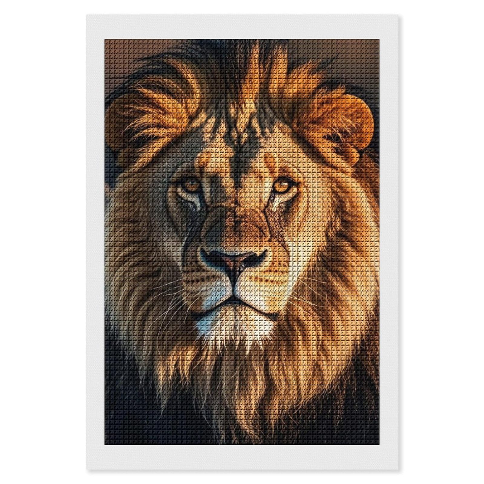 FodPand A Lion Diamond Painting Kits for Adults Beginners 8x12 Full Drill Diamond Art with DIY Tools Square 5D Diamonds Dots Crafts Gem Art Paint by Diamonds for Home Wall Decor Relaxing Gift