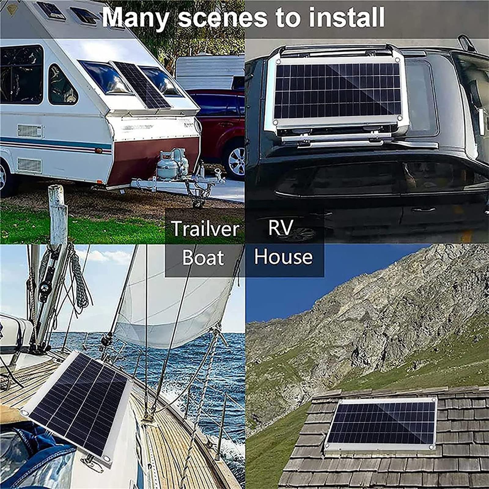 Power Bank 100W Pannello solare, Kit caricabatterie pannello solare fotovoltaico 12V con regolatore 10A-100A Linea di ricarica 10 in 1, Batteria pannello solare per auto, camper, roulotte, b