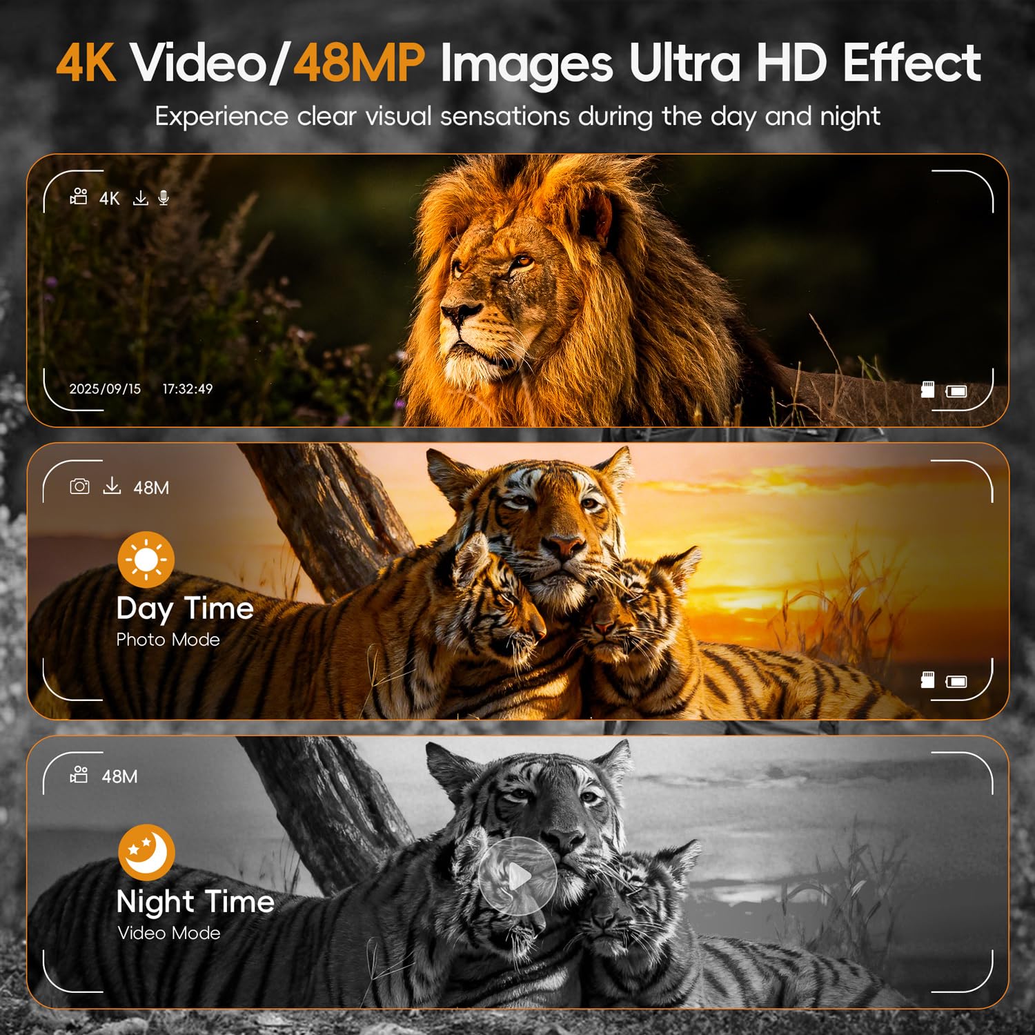 Night Vision Goggles - 4K Night Vision Binoculars for Adults, 4'' HD Screen Binoculars Camera for Camping/Security, Support Computer, 10x Zoom, 5000mAh Battery, 32GB TF Card, Gifts for Men, Black