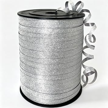 Glitter Silver Ribbon Curling, 500 Yard Balloon String Ribbon for Balloons
