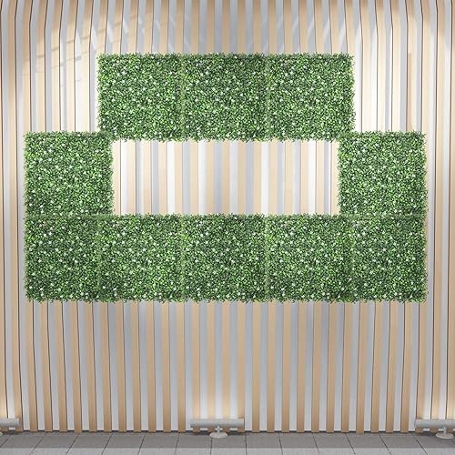 Miniatura 2 de Panel de madera de boj artificial de 20 x 20 pulgadas con valla de flores, panel de vegetación, valla de privacidad, decoración de hiedra para el