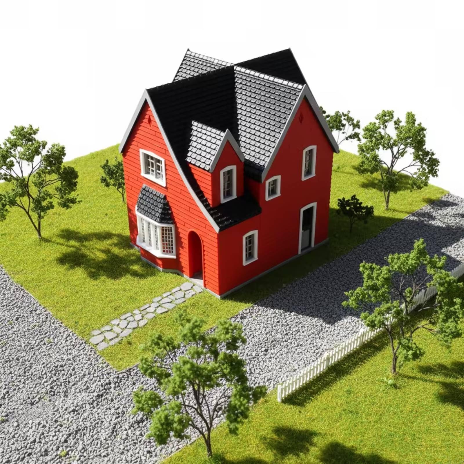 Casa in Miniatura Modello Casa Edificio Plastica Plastico Collezione con Pareti con Pannellature Tetto con Scandole Portale Ad Arco Adatta per Diorami Villaggi in Modellismo Scaffali