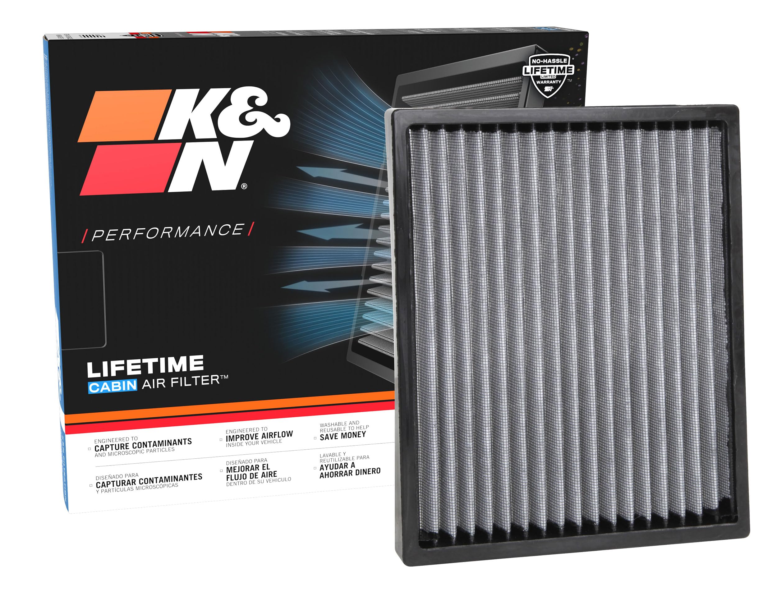 K&N High-Flow Original Lifetime Engine Air Filter: Increase Power 33 - View #2