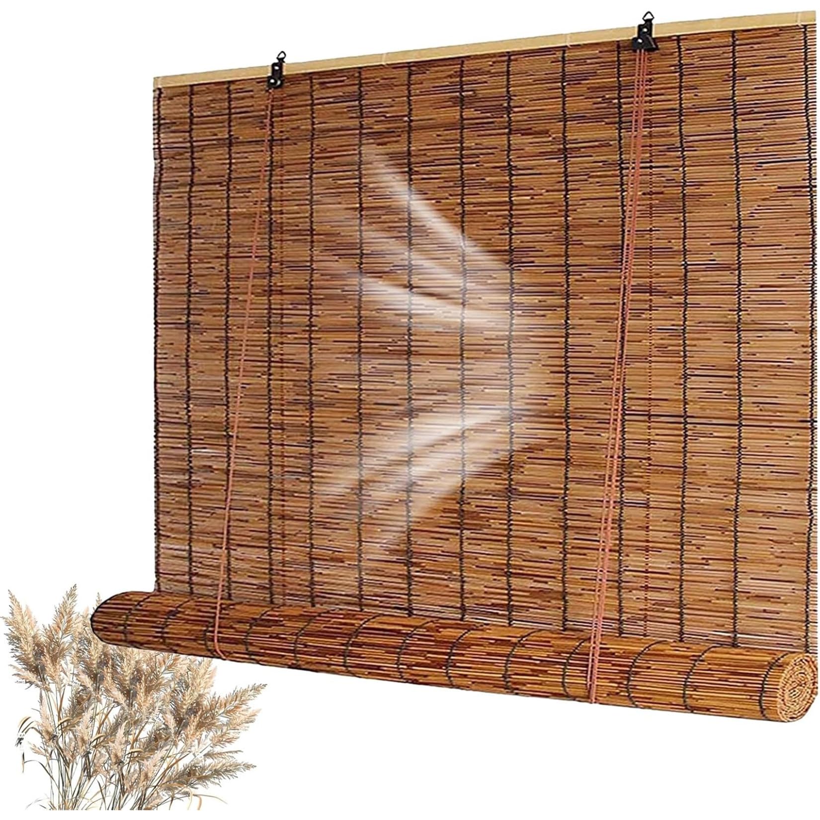Tapparella da Esterno 80x200cm Tende a Rullo Ombreggiante di Canna Naturale,Tenda in Cannette Tessuto A Mano,Protezione Solare,Protezione della Privacy,per Balcone Giardino Frangivista Sole
