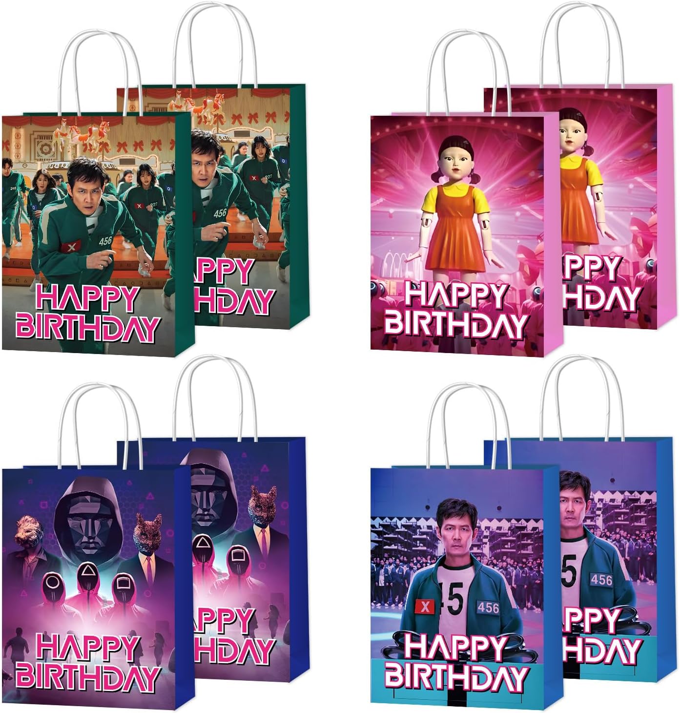 YUNKELIU 16Pcs Birthday Party Decorations, 4 Styles Happy Birthday Paper Bags with Handles Candy Goodie Bags for Fans Party Supplies YUNKELIU 16Pcs Birthday Party Decorations, 4 Styles Happy Birthday Paper Bags with Handles Candy Goodie Bags for Fans Party Supplies