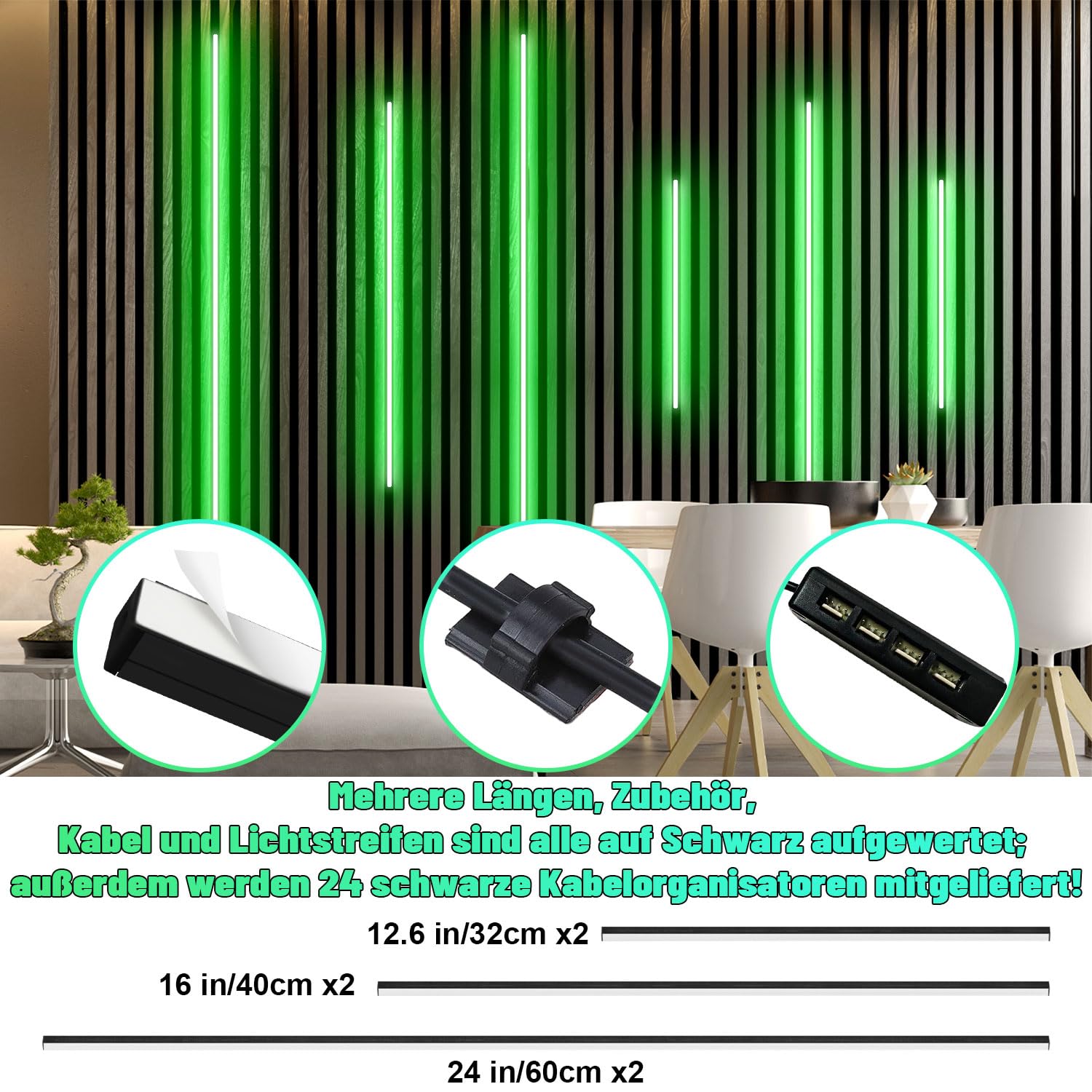 LICHASER 6 Nero Incasso LED Striscia per Pannelli Fonoassorbenti, WiFi Profilo Alluminio per Strisce LED Compatibile con Alexa, Bianca Calda Autoadesiva per Pannelli Acustici (2*32+2*40+2*60 cm)