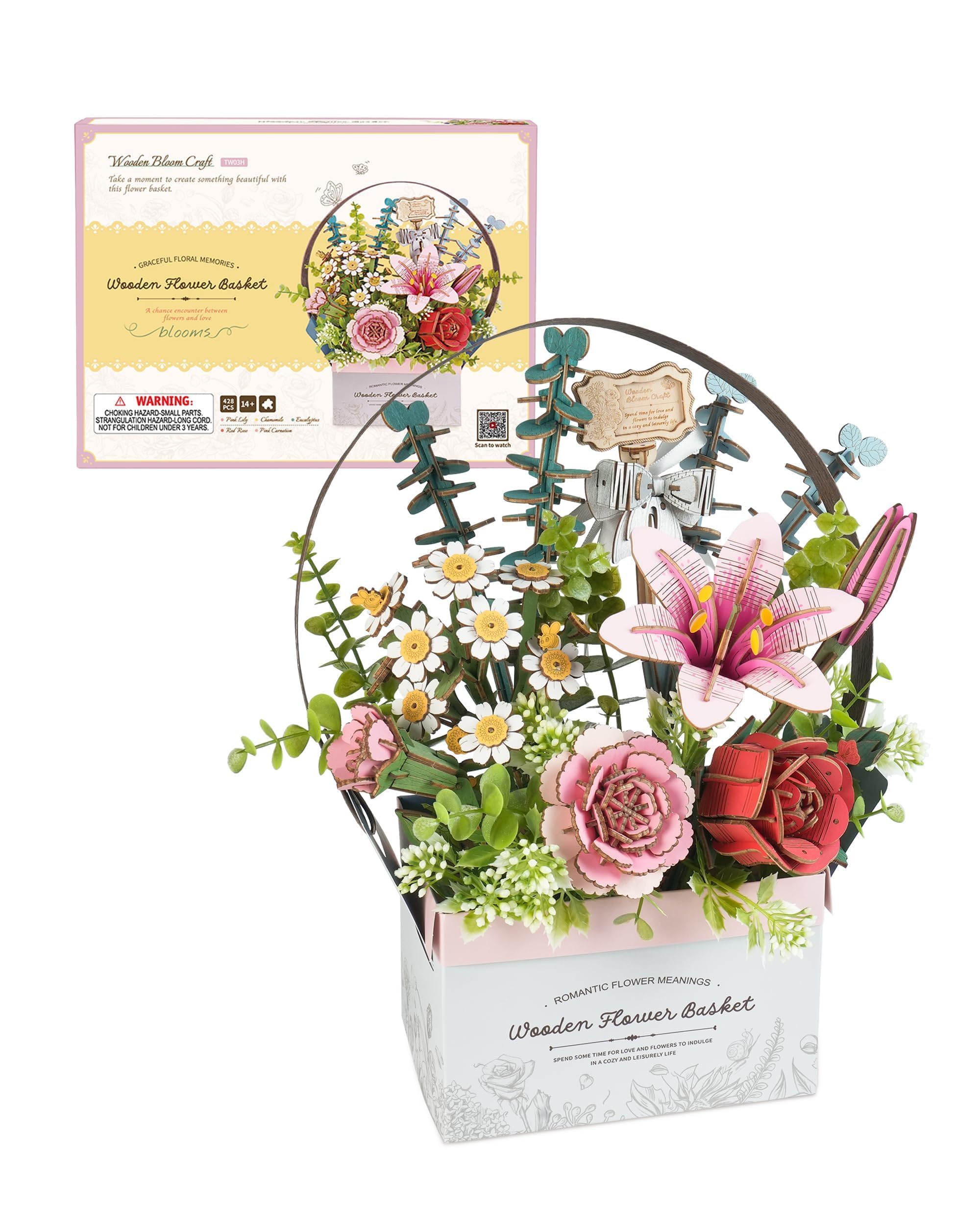 ROBOTIME Puzzle 3D Fleurs En Bois – Maquette à Construire – Décoration Intérieure & Cadeau Femme