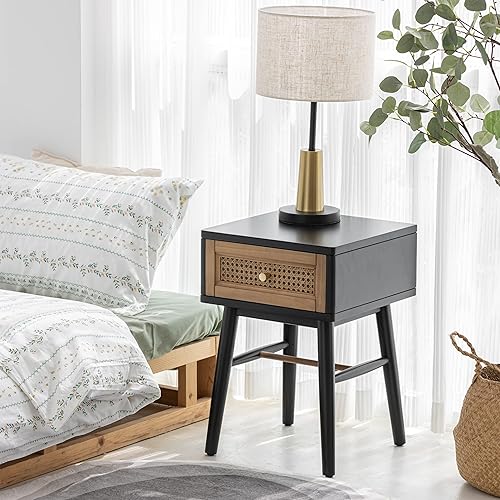Miniatura 5 de COZAYH Set of 2 Fully-Assembled Modern Farmhouse Clean-Lined Nightstand, End Table with 1 Drawer, Black (X03008-2P)