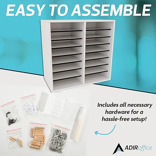 Miniatura 6 de AdirOffice organizador ajustable de madera, Blanco