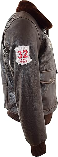 Mens Real Leather G-1 Bomber Jacket Airforce Badges Style