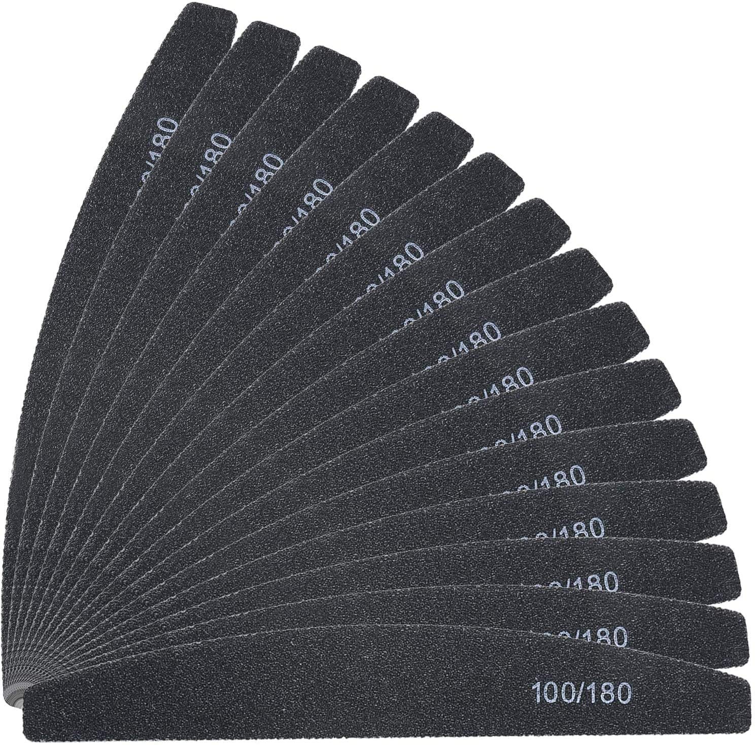 URAQT 16PCS Professional Nail Files, 100/180 Grit Double-Sided Emery Board, Professional Nail File Set Curved Fingernail Files for Nail Grooming and Styling (Black)