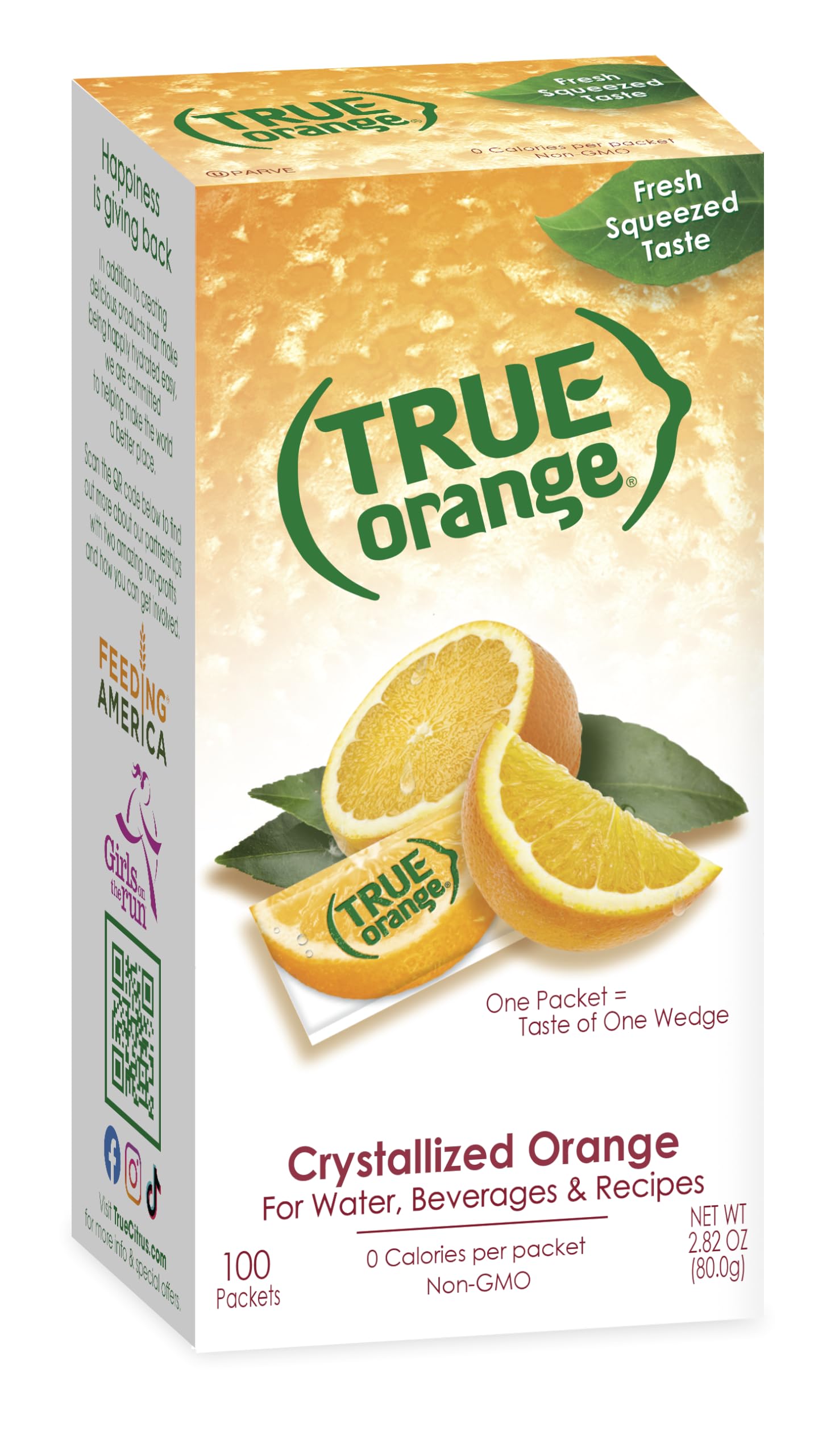 TRUE ORANGE Water Enhancer, Bulk Dispenser Pack - 100 Count (Pack of 1)| Zero Calorie Water Flavoring | For Water, Bottled Water, Iced Tea & Recipes | Water Flavor Packets Made with Real Oranges