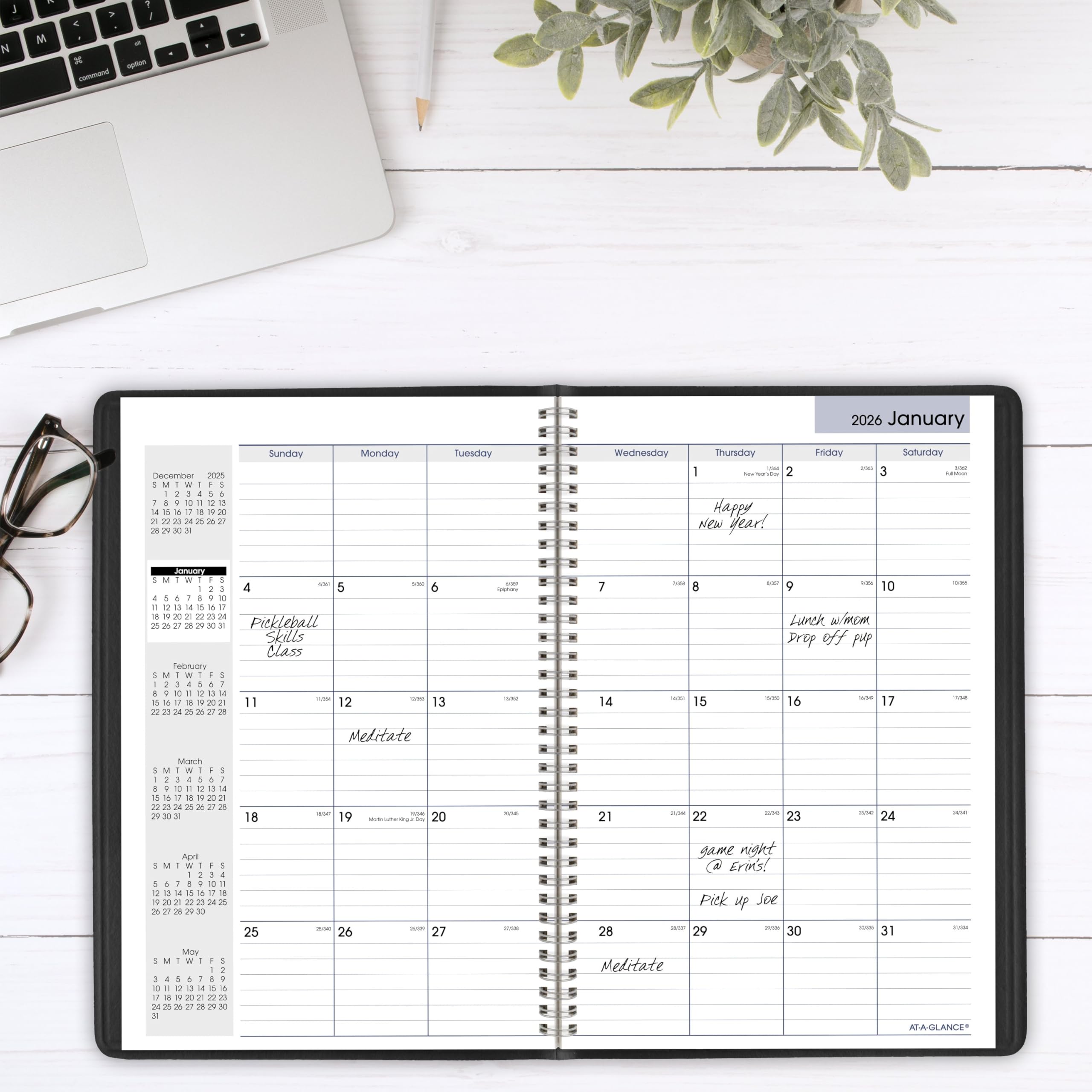 AT-A-GLANCE Agenda 2026, mensile, 20,3 x 30,5 cm, grande, DayMinder, nero (G4700026)