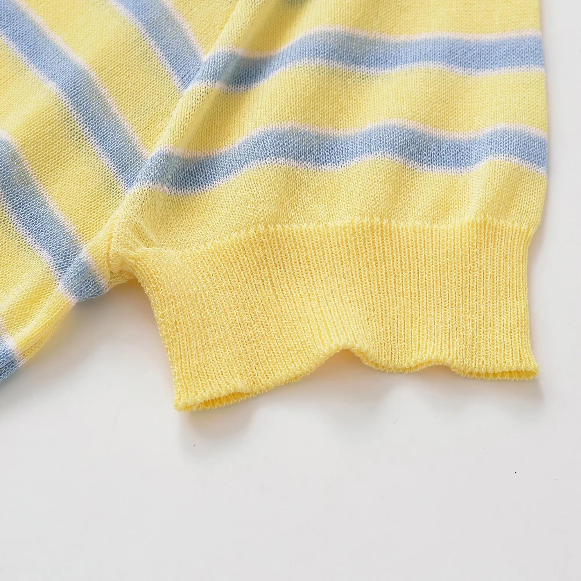 MORISTE Maglia a Righe Donna, Blusa Aderente Maniche Corte Collo Alto per Estate