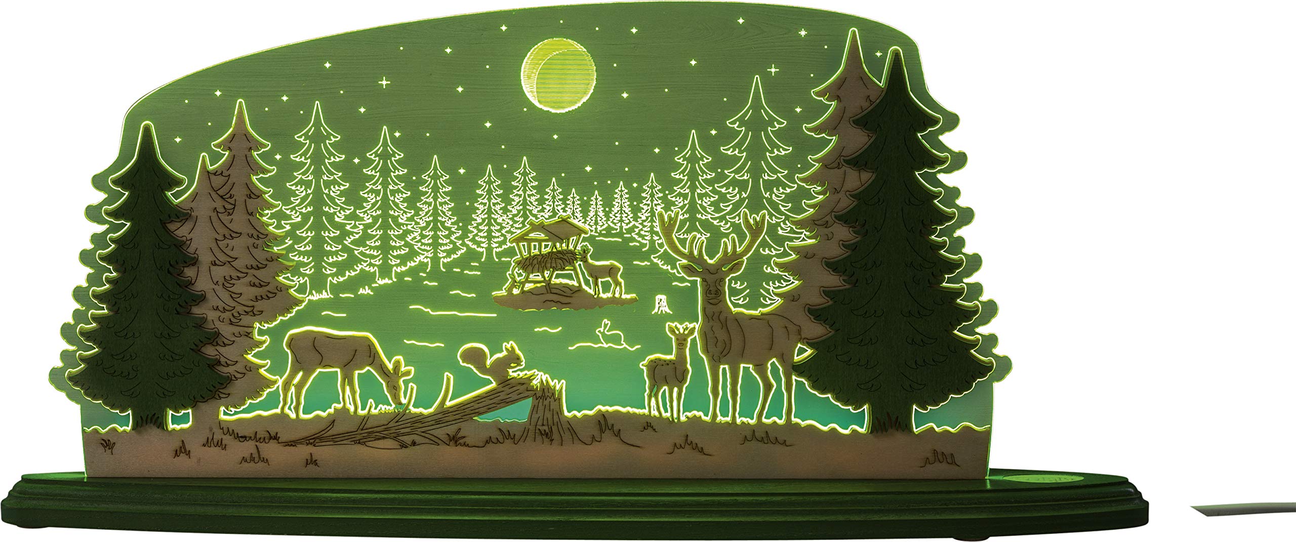 weigla - Schwibbogen original Erzgebirge I Motiv Waldidylle I Dekoleuchte I LED-Lichterbogen I Größe 47 x 22 x 8,2 cm I Inklusive Beleuchtung I Deko innen I aus Holz & Acryl