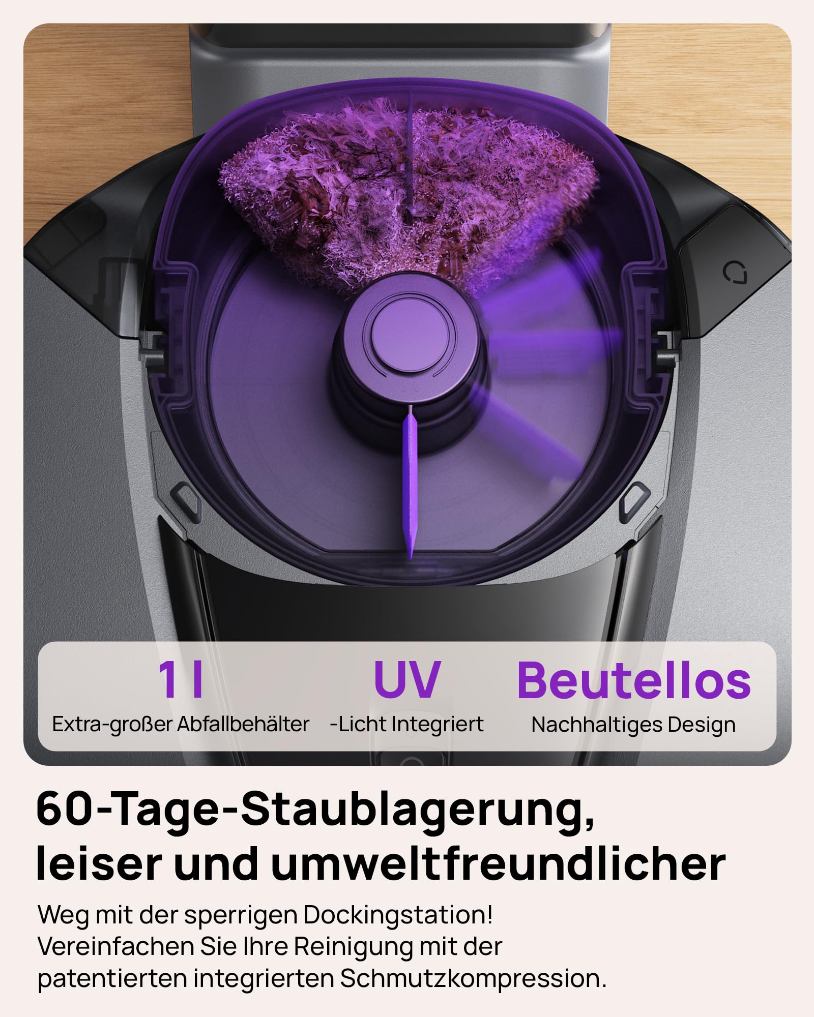 3i G10+ Saugroboter mit Wischfunktion, Automatische DustCompactor, 18000 Pa Saugkraft, Einziehbare Seitenbürste und Wischmopp, Intelligente Navigation, KI-Hindernisvermeidung