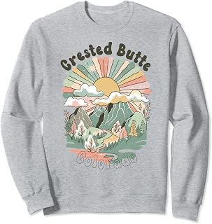 Vintage Crested Butte Colorado Mountains Hiking Sunset Sweatshirt