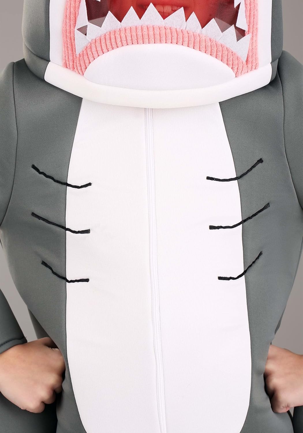 Kids Shark Costume | Fish Mascot Jumpsuit With Tail, Fin, Shoe Covers, And Mesh Mouth for Halloween, Cosplay