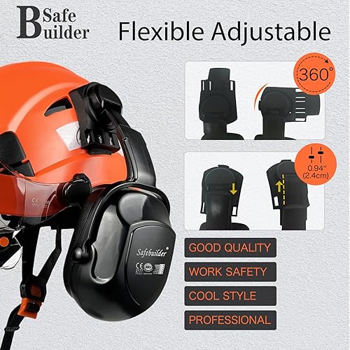 Miniatura 5 de Casco de seguridad industrial con visera orejeras casco duro con visera ventilada, protección para la cabeza de trabajo de construcción, ANSI