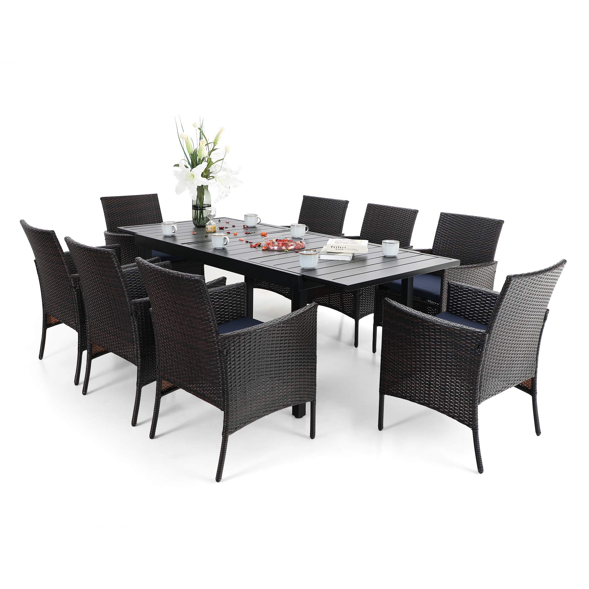 Buy PHI VILLA 9 Piece Outdoor Dining Table Sets, Expandable Rectangular