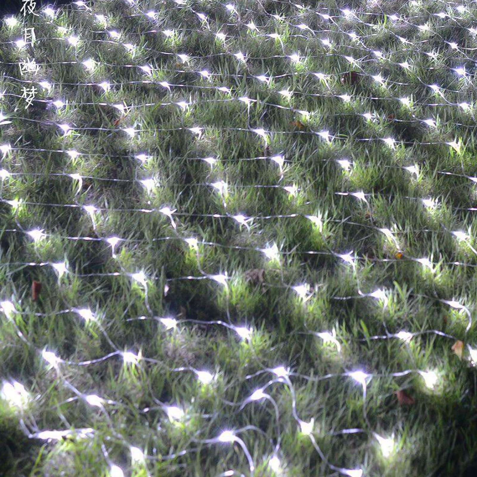 Daromigo Siatka świetlna LED, 300 diod LED, zimna biel, dekoracyjna lampa do użytku wewnątrz i na zewnątrz, z wtyczką (4,5 x 1,6 m, 8 trybów)
