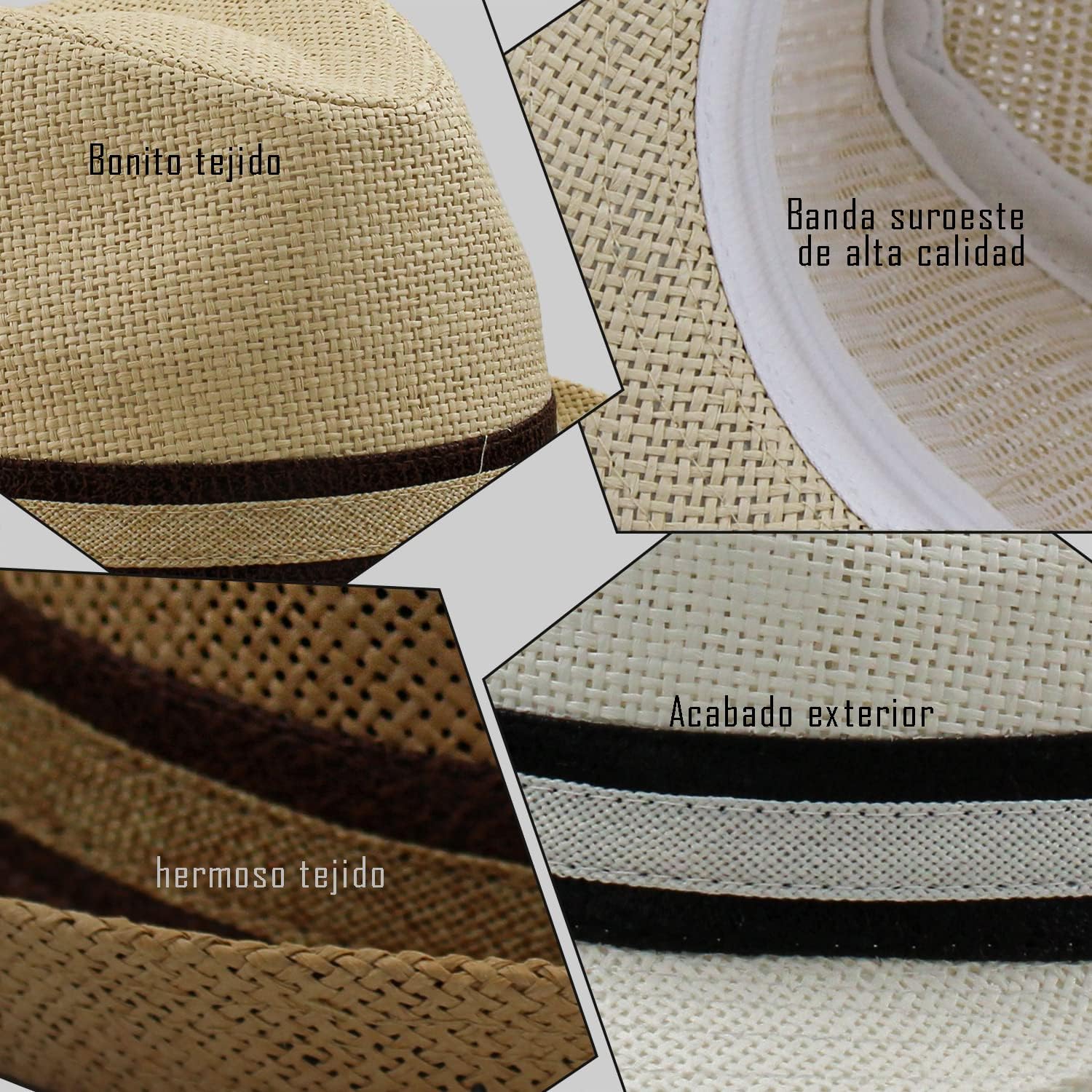Sombrero Paja Hombre Mujer Fedora Borsalino Trilby Gorra Panamá Verano Playa ala Corta Moda Unisex