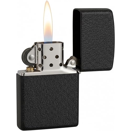 Zippo Classic Black Crackle Pocket Lighter - Windproof & Refillable Flip-Top Metal Lighter - Everyday Use Pocket Lighters - Luxury Lighters Made in USA