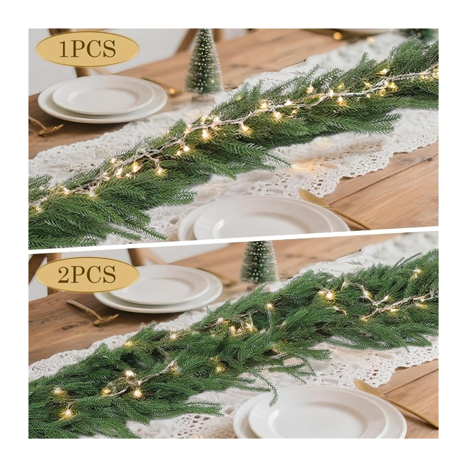 Generico Norfolk-Kieferngirlande, 4 Stück, 9 Füße, Polyester, für Weihnachtsdekoration