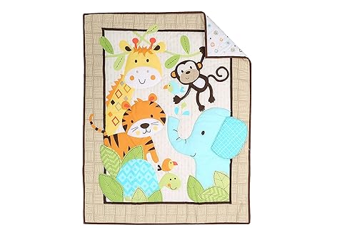 Miniatura 6 de Edredón acolchado para cuna de bebé, niña, bebé, niño, cuna de bebé (animal del bosque verde)