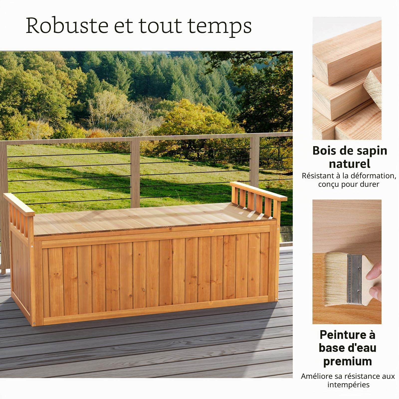 HOMASIS Coffre de Rangement Extérieur XXL Etanche en Bois