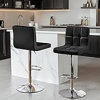 Vista 2 de Yaheetech Juego de 2 taburetes de bar ajustables de piel sintética, taburetes de mostrador modernos con respaldo y reposapiés, taburetes de bar