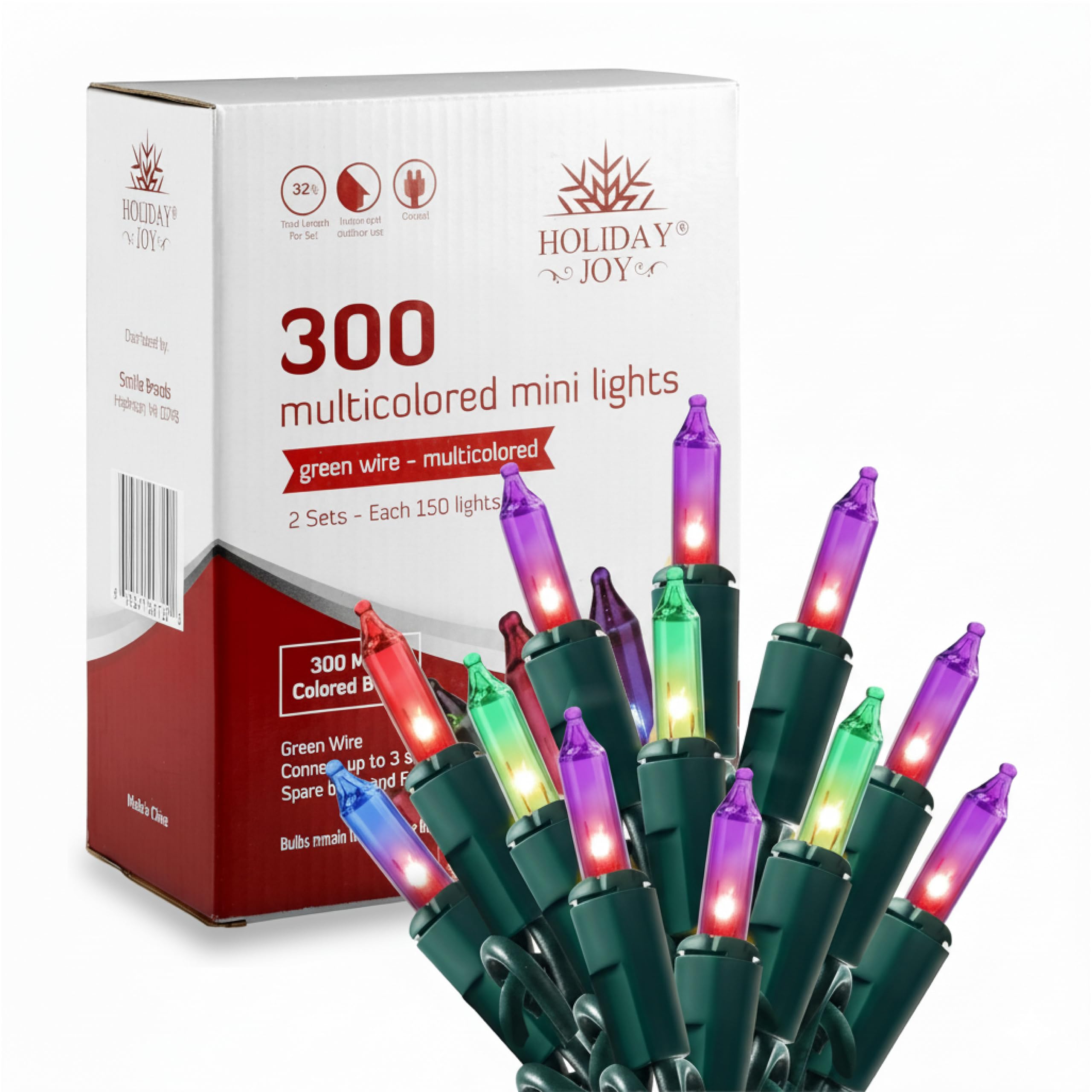 Amazon.com: Holiday Joy - 300 Count Multicolor Christmas Lights