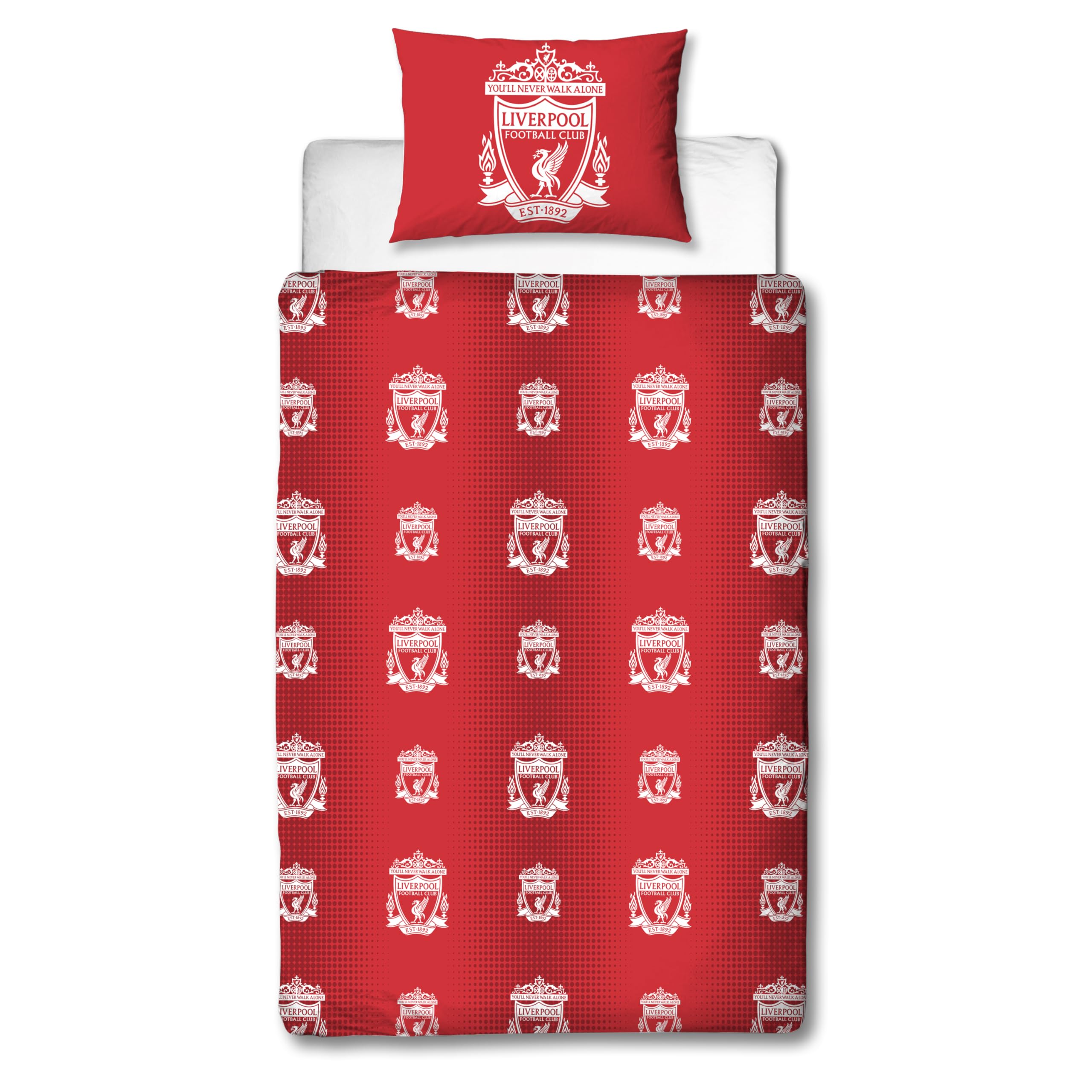 Liverpool FC Offizielles Einzelbettwäsche-Set, Design „Crunch“ | Rotes, beidseitig wendbares Fußball-Bettwäsche-Set mit passendem Kissenbezug | Offizielles Merchandise | Polycotton
