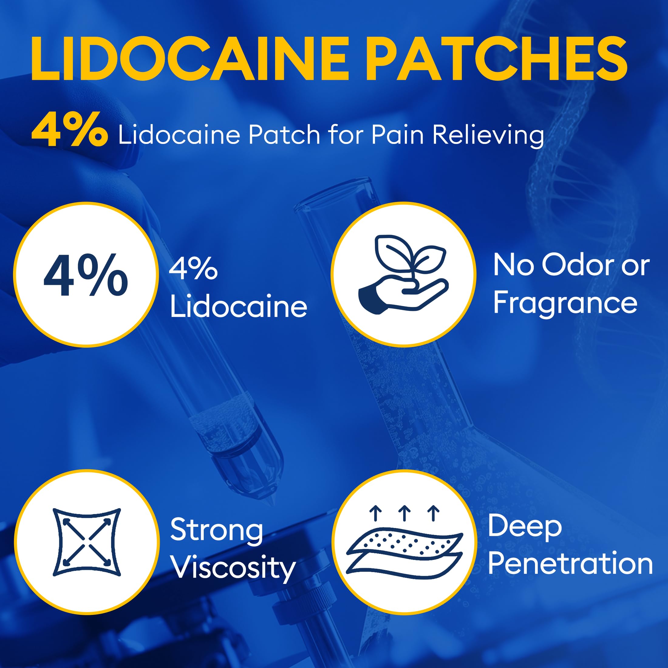 4% Lidocaine Pain Relief Patches - (Large, 30, Count) Maximum Strength Relief for Back, Neck, Shoulder, Joint & Muscle Pain, 3.9”x 5.5”-030 — view 3