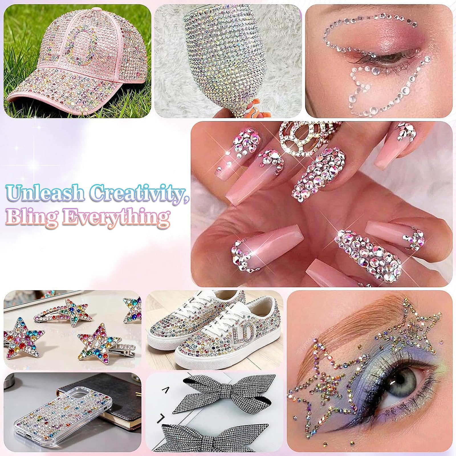 40000Pcs 40 Colors Resin Jelly Rhinestones Kit with B7000 Glue & Tools, Bedazzling Kit, Bedazzler Kit with Rhinestones for Shoes, Clothes, Nail Art, DIY Crafts & Rhinestones for Bedazzling (3mm) - 2