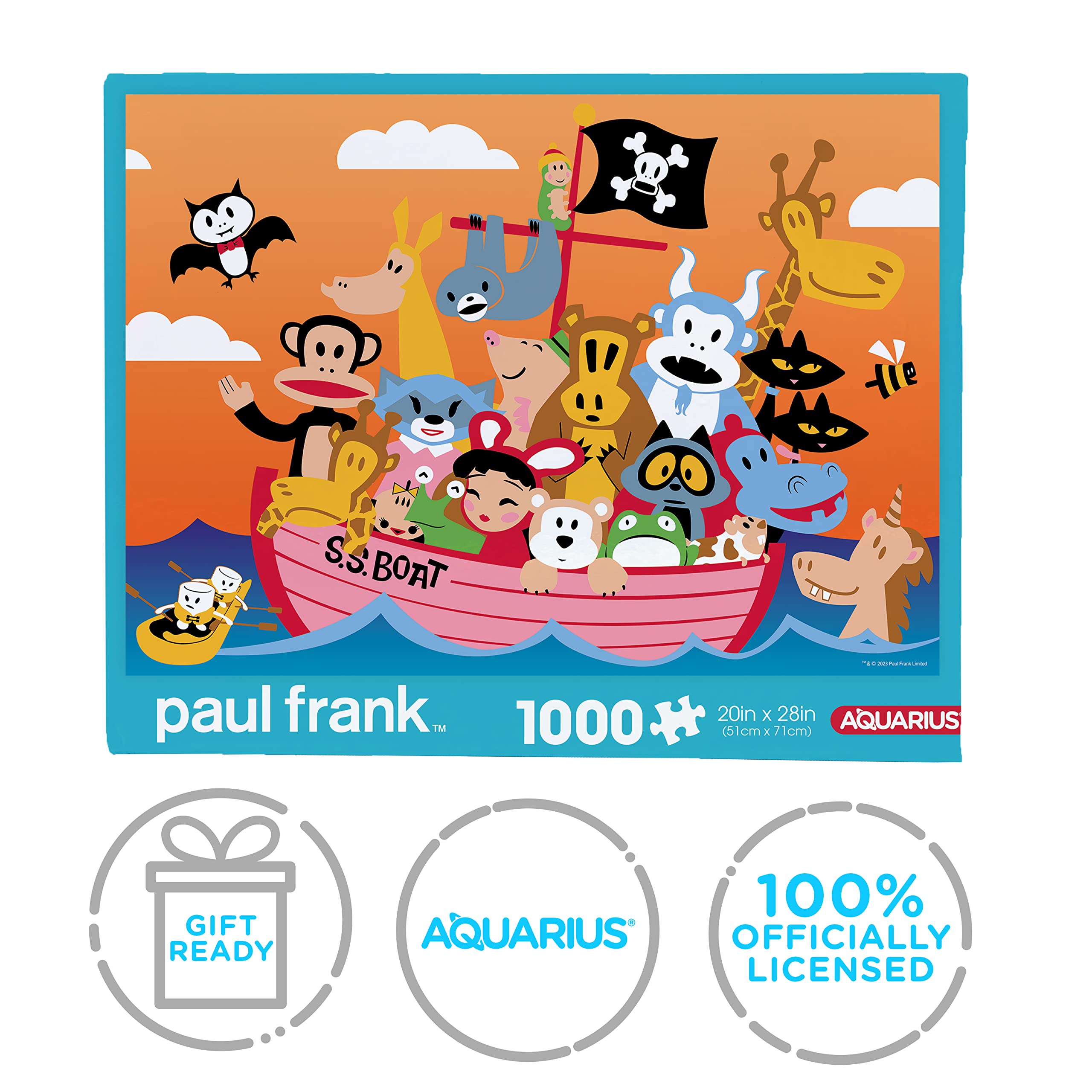 AQUARIUS Paul Frank Pirate Ship Puzzle (puzzle da 1000 pezzi) - Senza abbagliamento - Vestibilità di precisione - Praticamente senza polvere - Licenza ufficiale Paul Frank Merchandise & Collectibles -