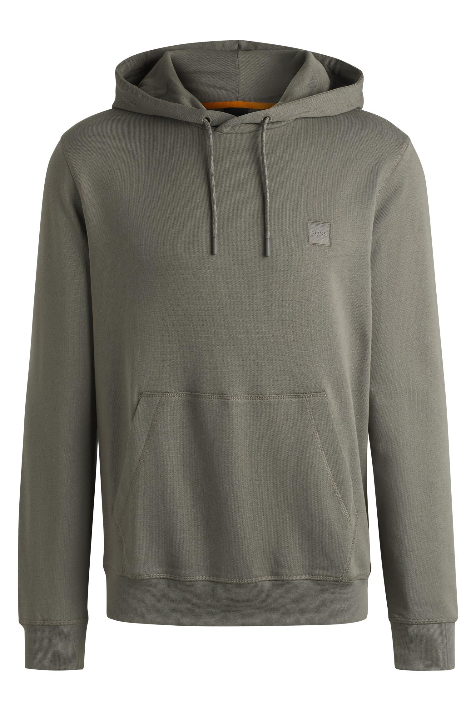 Hugo Boss Men's Tan Boss Orange Wetalk Pullover Hoodie With Logo Patch - Open Grey 076  38 M