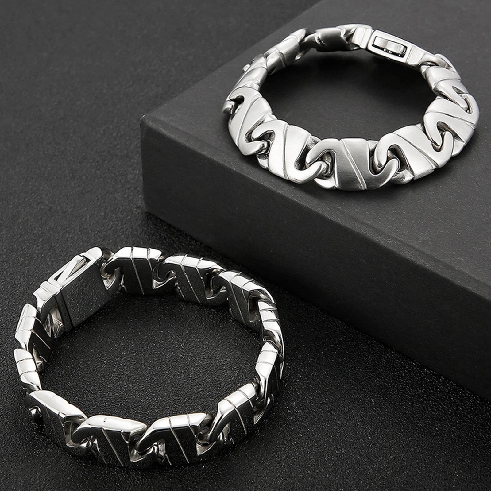 Armkette Herren in Edelstahl, Geometrisch Form Kettenschnalle Armreif Hip Hop Rapper Modeschmuck Zeitloser Herrenschmuck