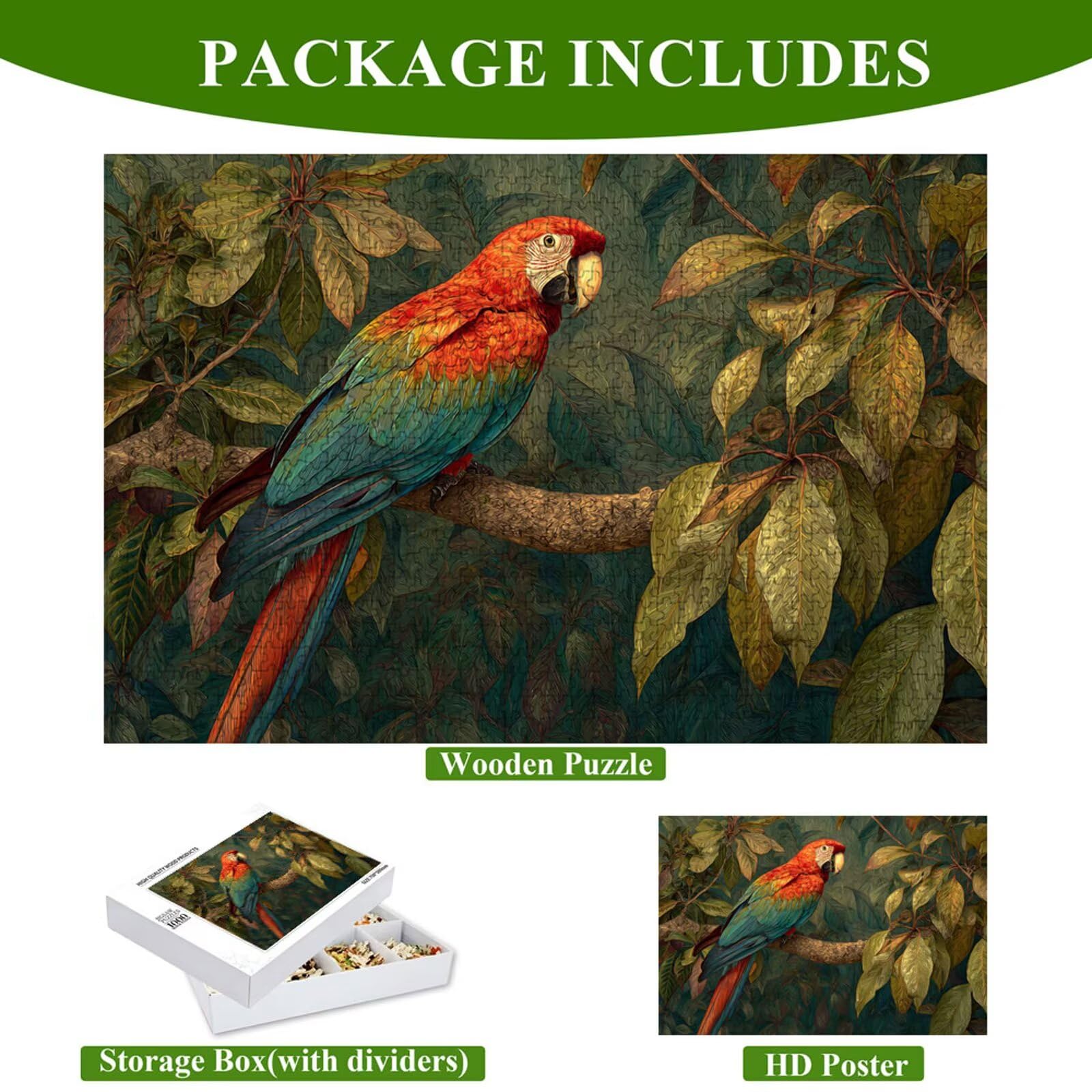 Puzzle 2000 elementów - Tropikalna i papuga - Trwałe drewniane puzzle z literami z tyłu - 70 x 100 cm - Kreatywne hobby bez kurzu - Artykuł kolekcjonerski i ponad 14 lat P3#229