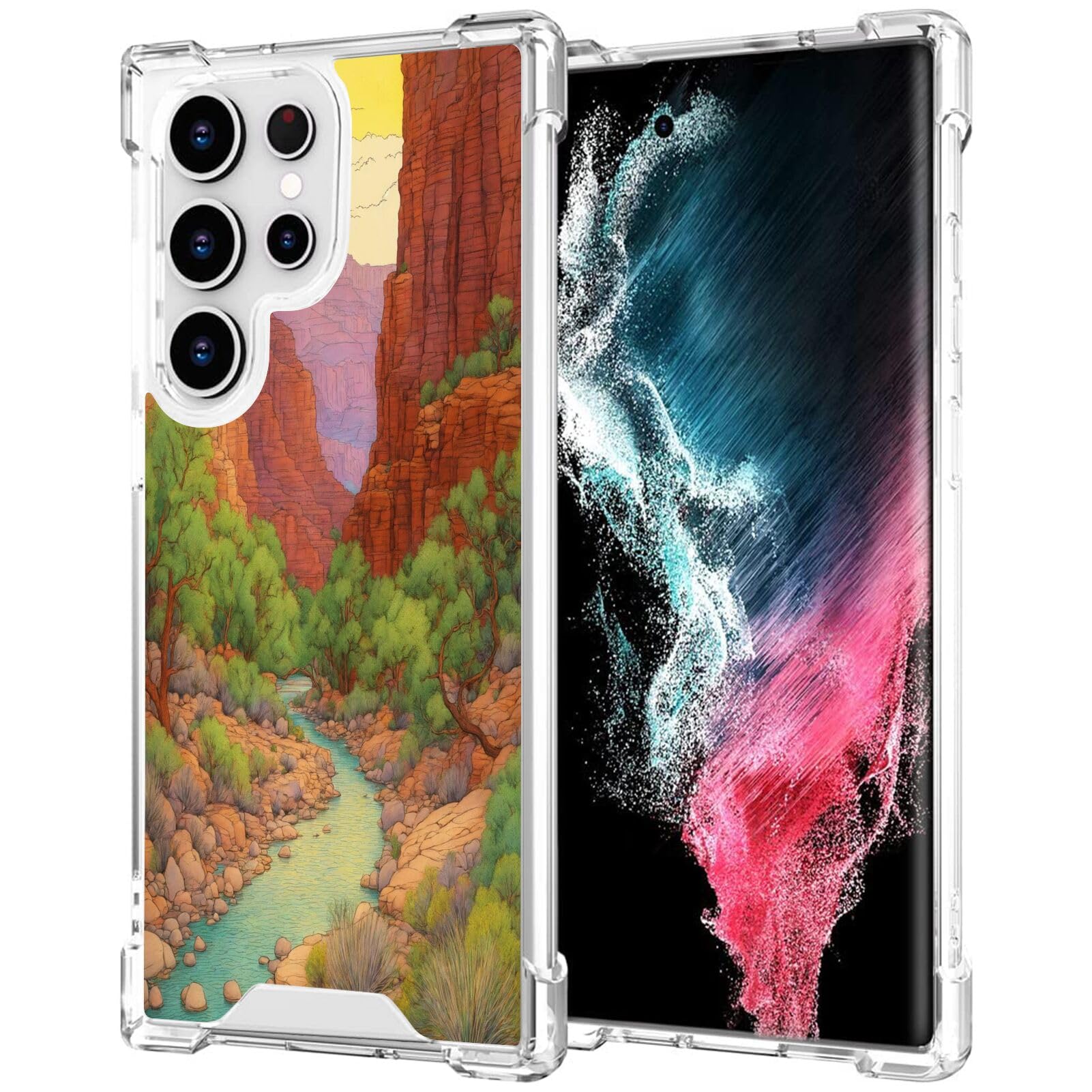 Clear Case for Samsung Galaxy S23 S23+ S22 S22+ S21 S21+ S20 S20+ S10 S10+ S9 S9+S8 S7 Edge Plus Ultra FE S10e 4G/5G Grand Canyon-AA19 Shock-Resistant Anti-Fall