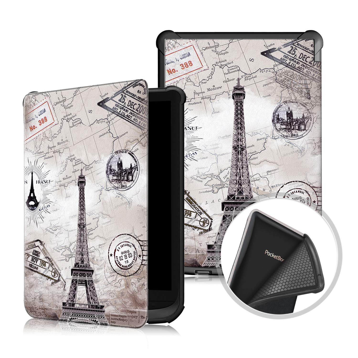 étui Pocketbook Fmway - Housse Cuir PU Avec Veille Automatique Pour Pocketbook Touch HD 3 / Touch Lux 4 / Basic Lux 2 Amazon Kindle