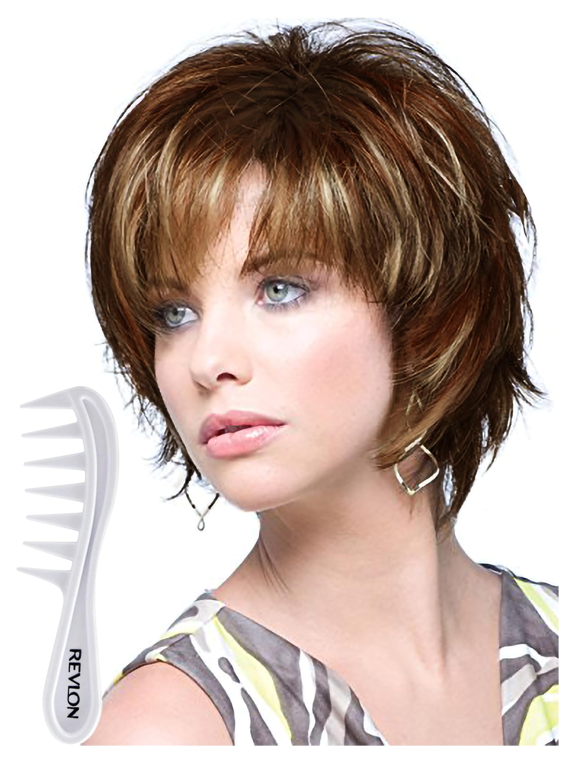 Noriko Sky Synthetic Wig by Rene of Paris and Wig Lift Comb - Chocolate Swirl - Bundle 2 Items