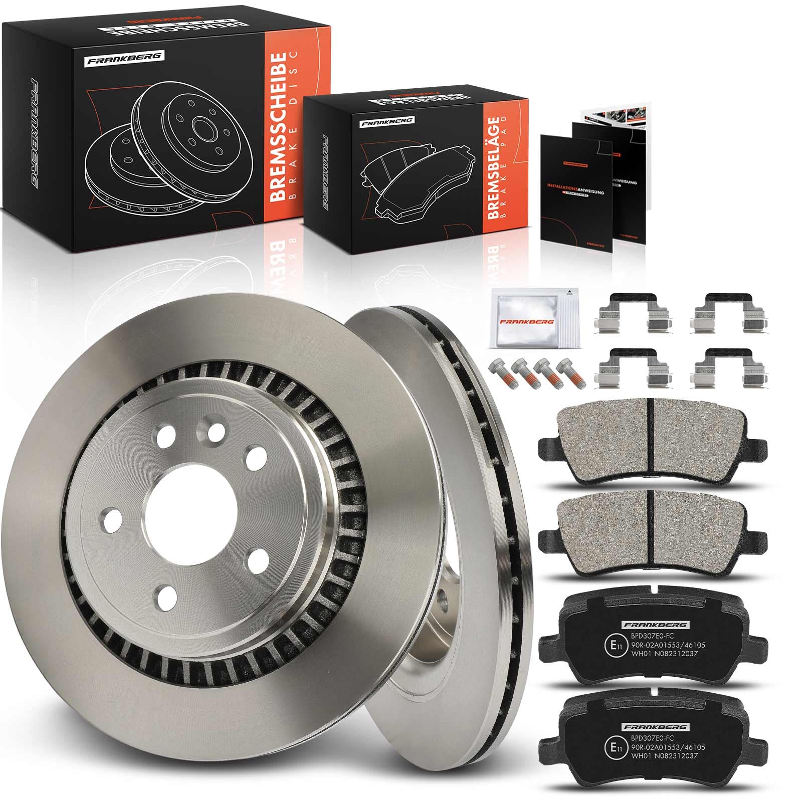 Frankberg Set freni incl. 2x Dischi Freno + 4x Pastiglie dei Freni Posteriore Compatibile con XC60 156 Replace# 31277357,31471033