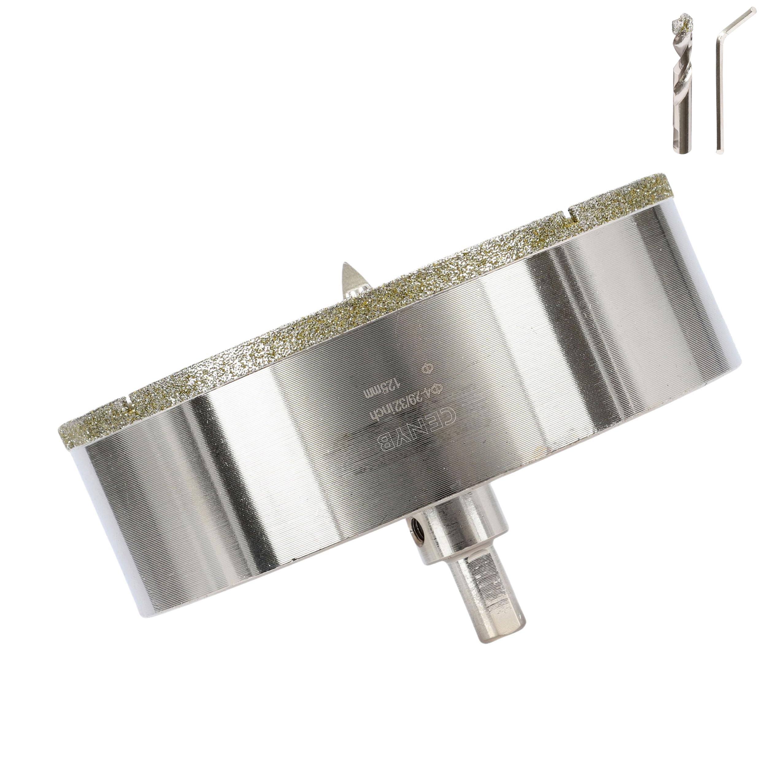 4-29/32 Inch 125mm Tile Hole Cutter Drill Bit Diamond Metal Hole Saw with Center Pilot Drill – Diamond-Coated for Marble, Granite, Ceramics, Porcelain Tiles, Glass — image 1