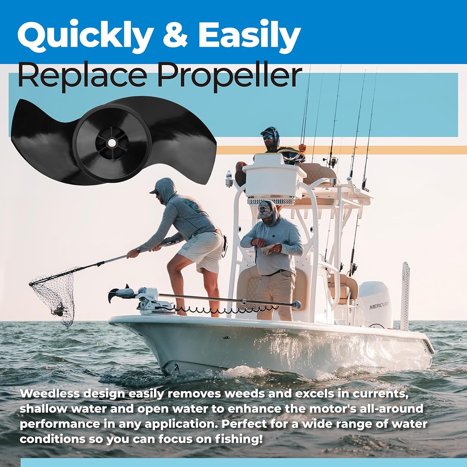 PalpitateC 8M4004173 Katana Two-Blade Propeller Compatible with MotorGuide Trolling Motor Propeller Replacement Parts, 3.5" Hub, 10.25" Diameter fits All 3.5-inch Diameter Drill Propeller